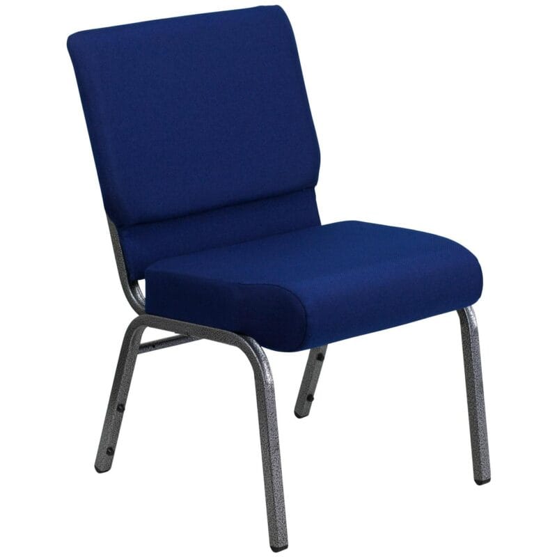 Flash Furniture HERCULES Series 21''W Stacking Church Chair in Navy Blue Fabric - Silver Vein Frame - Image 9