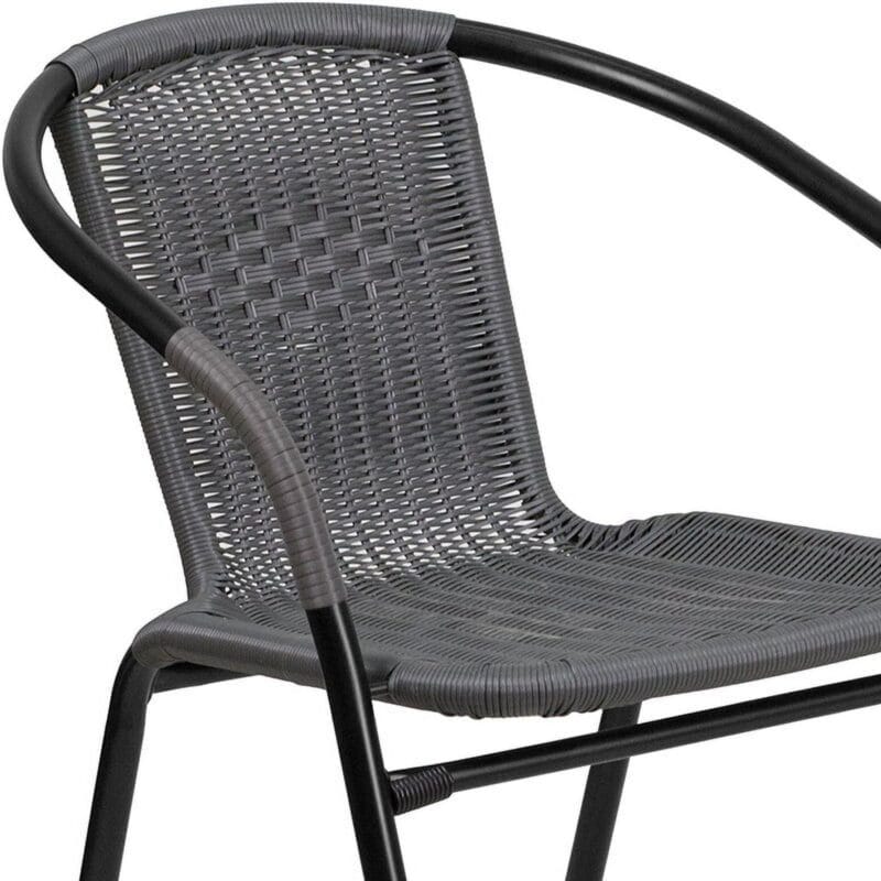 Flash Furniture Lila 2 Pack Gray Rattan Indoor-Outdoor Restaurant Stack Chair - Image 5