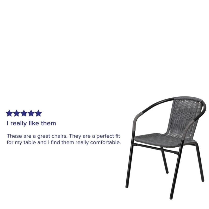 Flash Furniture Lila 2 Pack Gray Rattan Indoor-Outdoor Restaurant Stack Chair - Image 7