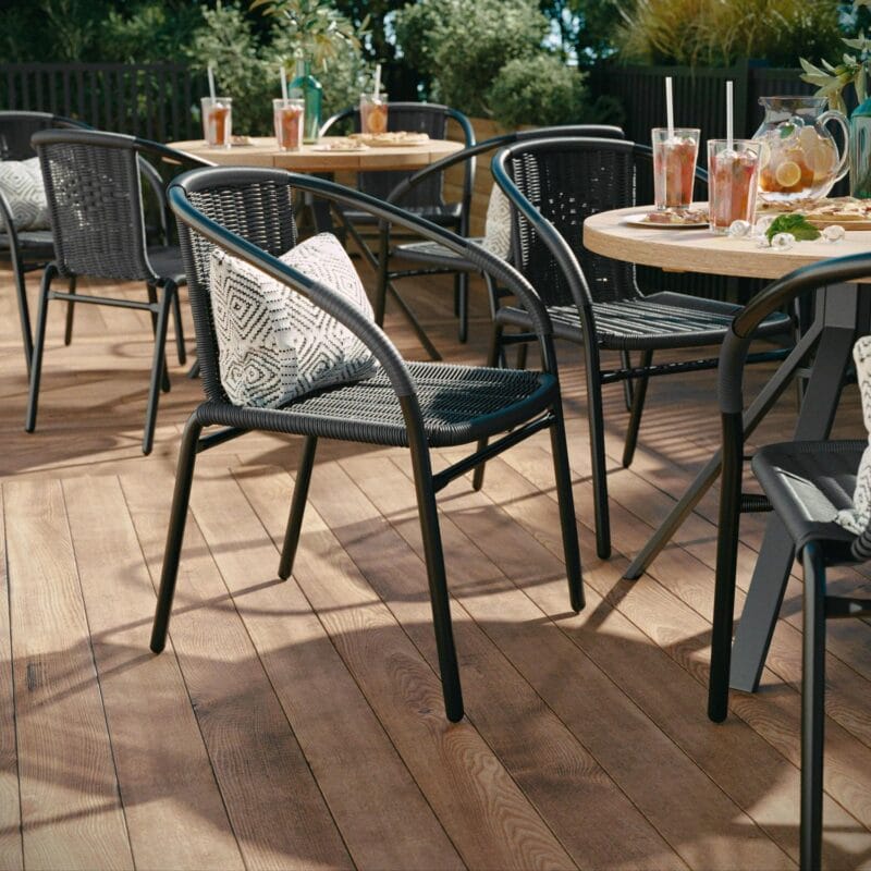 Flash Furniture Lila 2 Pack Gray Rattan Indoor-Outdoor Restaurant Stack Chair - Image 15