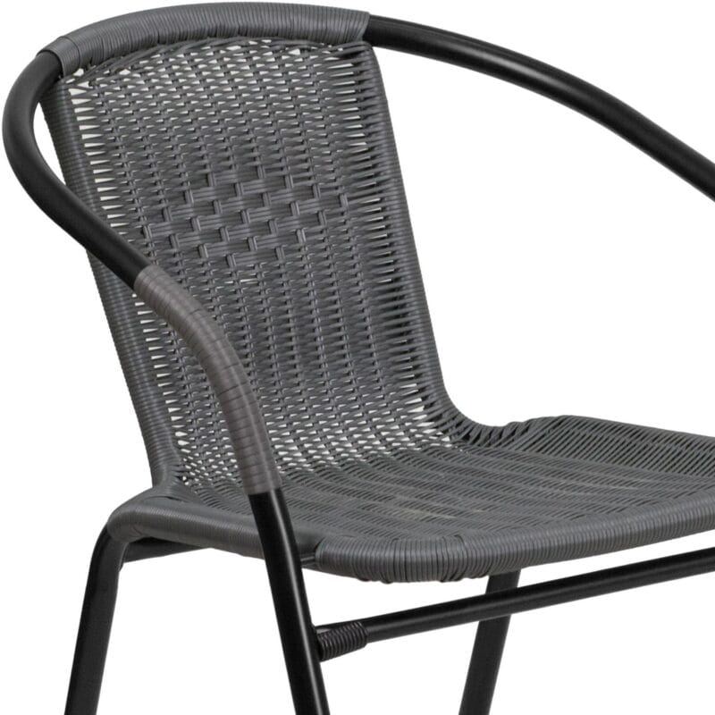 Flash Furniture Lila 2 Pack Gray Rattan Indoor-Outdoor Restaurant Stack Chair - Image 8
