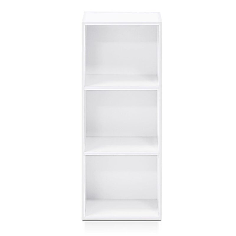 Furinno 11003WH 3 - Tier Open Shelf Bookcase, White Color - 12  W x 31.5  H x 9.3  D
