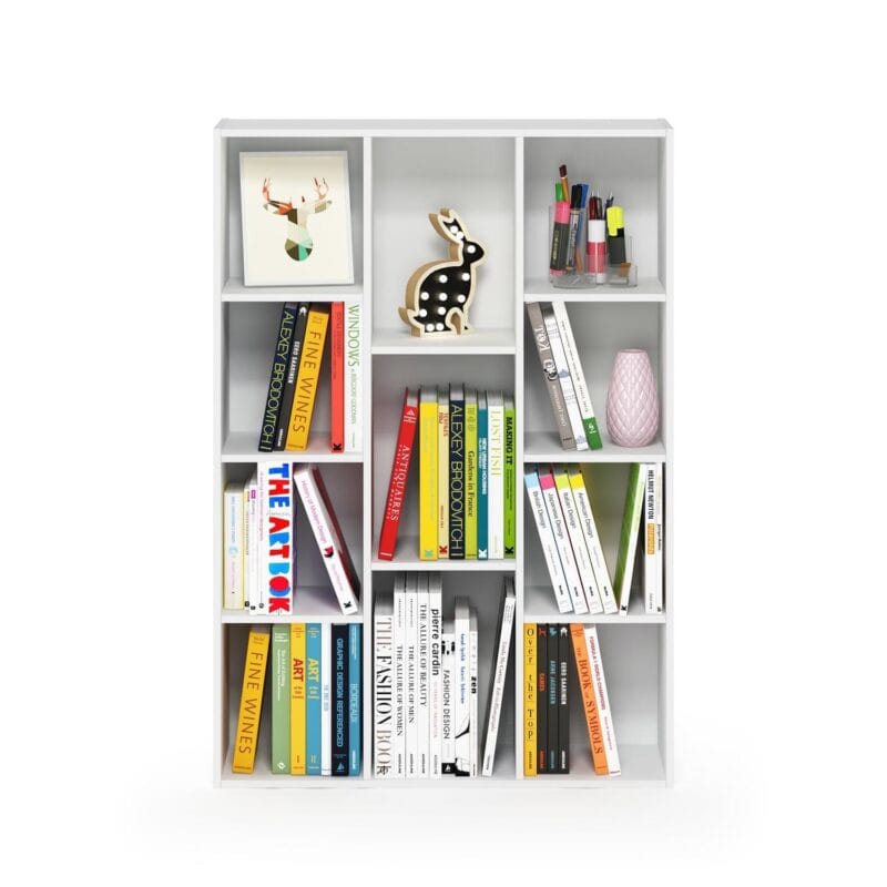 Furinno 11-Cube Reversible Open Shelf Bookcase, White/Pink - Image 2