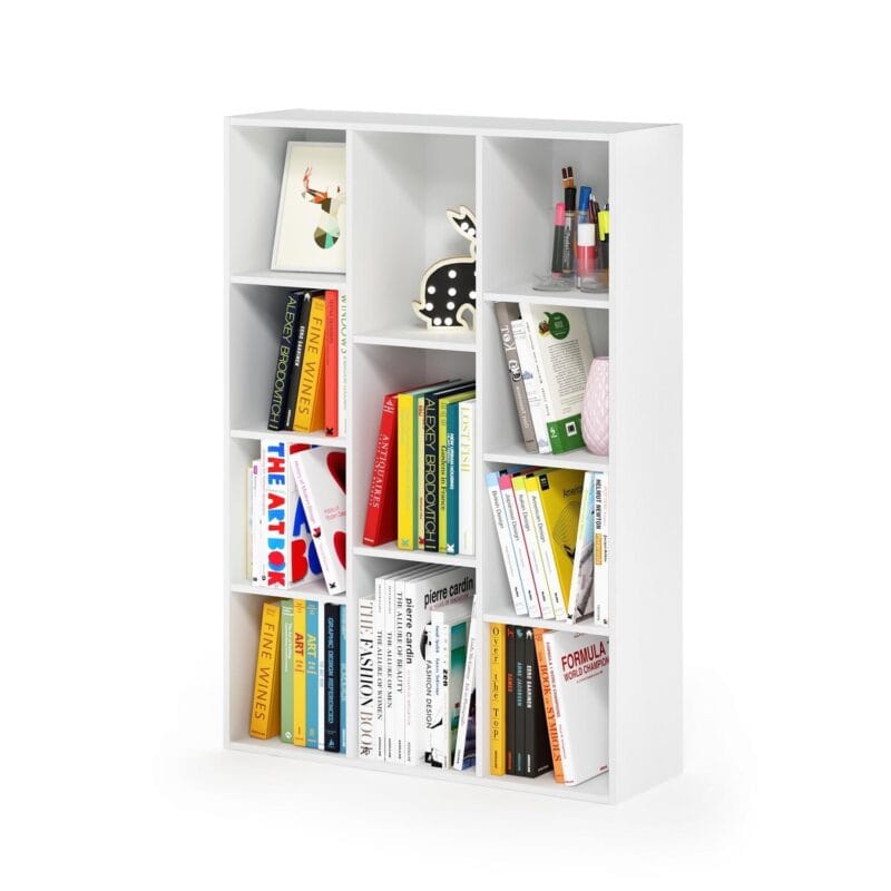 Furinno 11-Cube Reversible Open Shelf Bookcase, White/Pink - Image 4