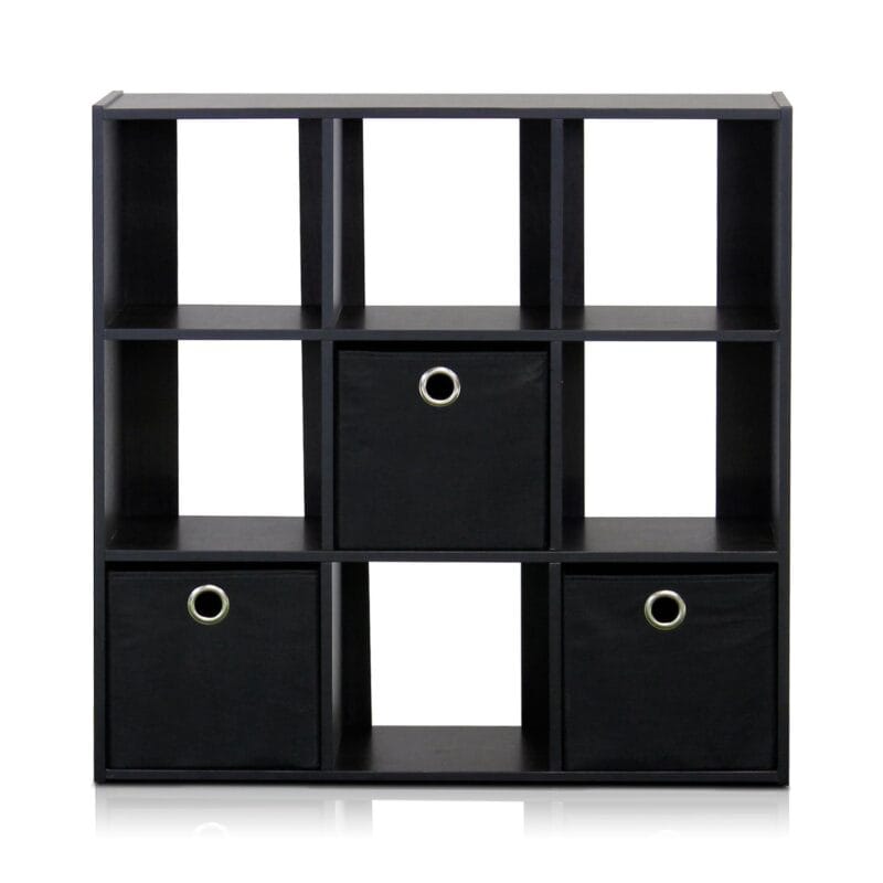 Furinno 13207 Simplistic 9-Cube Organizer with Bins
