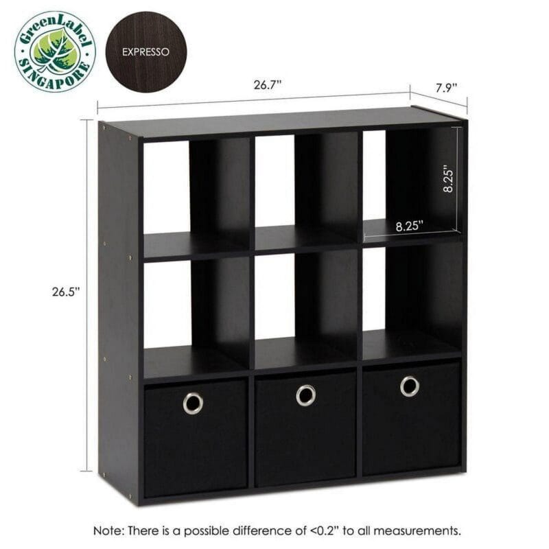 Furinno 13207 Simplistic 9-Cube Organizer with Bins - Image 4