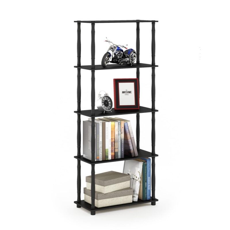 Furinno 23.6 W x 11.6 D x 57.4 H 5-Shelf Decorative Shelves, Americano and Black - Image 2