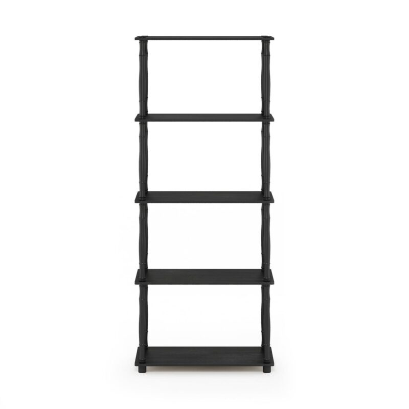 Furinno 23.6 W x 11.6 D x 57.4 H 5-Shelf Decorative Shelves, Americano and Black - Image 5