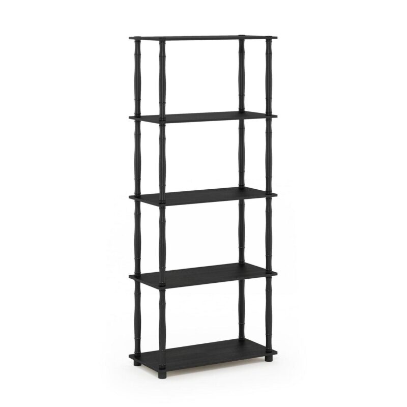 Furinno 23.6 W x 11.6 D x 57.4 H 5-Shelf Decorative Shelves, Americano and Black