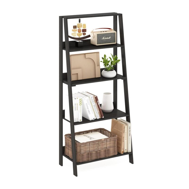 Furinno 5-Tier Ladder Bookcase Display Shelf, Espresso - Image 4