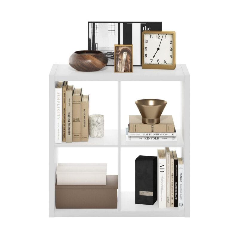 Furinno Cubicle Open Back Decorative Cube Storage Organizer, 4-Cube, White - Image 5