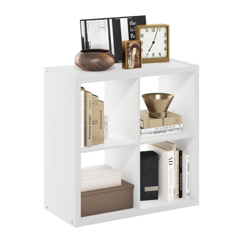 Furinno Cubicle Open Back Decorative Cube Storage Organizer, 4-Cube, White - Image 4