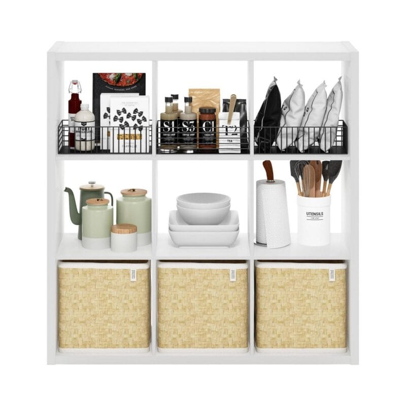 Furinno Cubicle Open Back Decorative Cube Storage Organizer, 9-Cube, White - Image 4