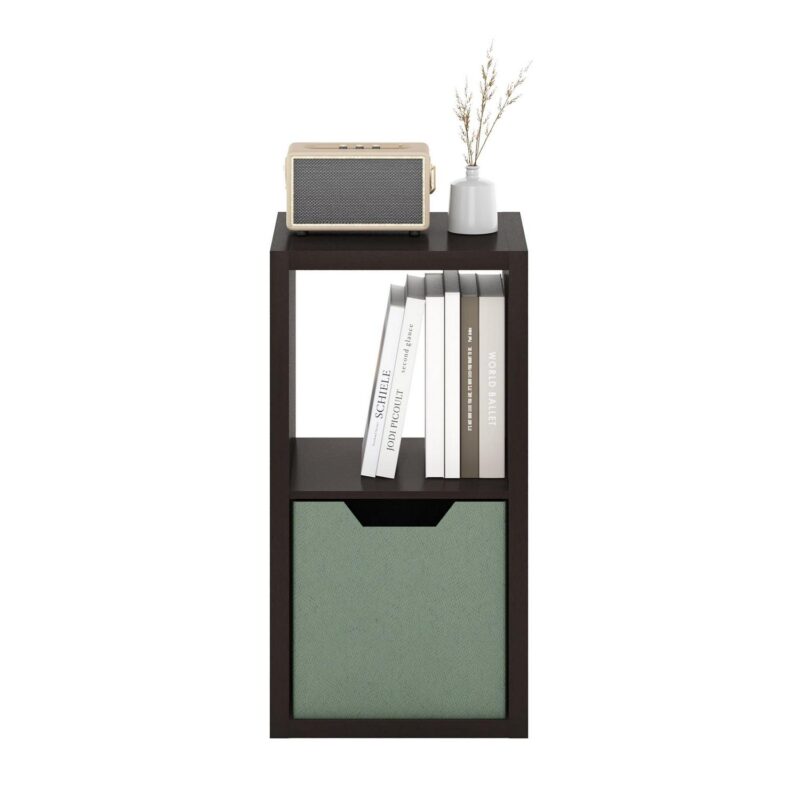 Furinno Cubicle Open Back Decorative Cube Storage Organizer, 2-Cube, Dark Oak - Image 5