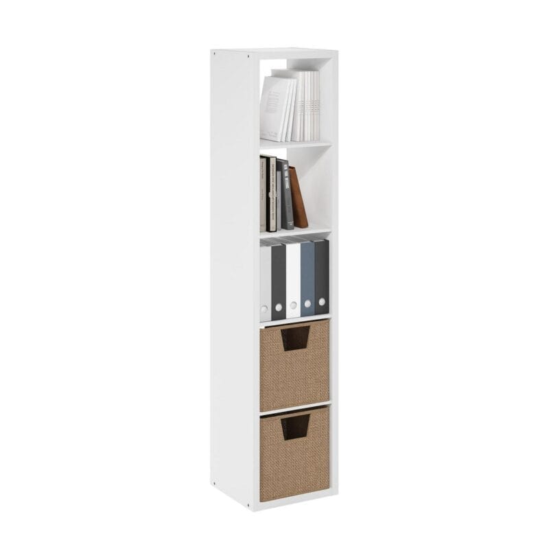 Furinno Cubicle Open Back Decorative Verticle Cube Storage Organizer, 5-Cube, White - Image 4