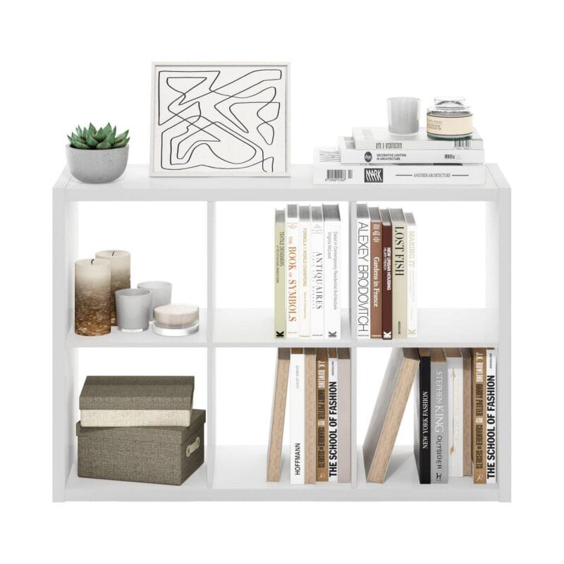 Furinno Cubicle Open Back Decorative Cube Storage Organizer, 6-Cube, White - Image 5