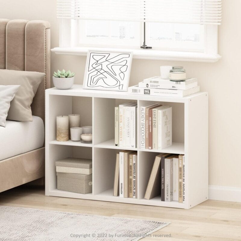 Furinno Cubicle Open Back Decorative Cube Storage Organizer, 6-Cube, White - Image 2