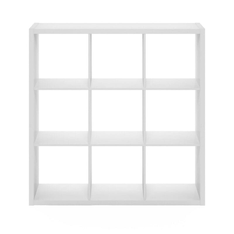 Furinno Cubicle Open Back Decorative Cube Storage Organizer, 9-Cube, White - Image 3