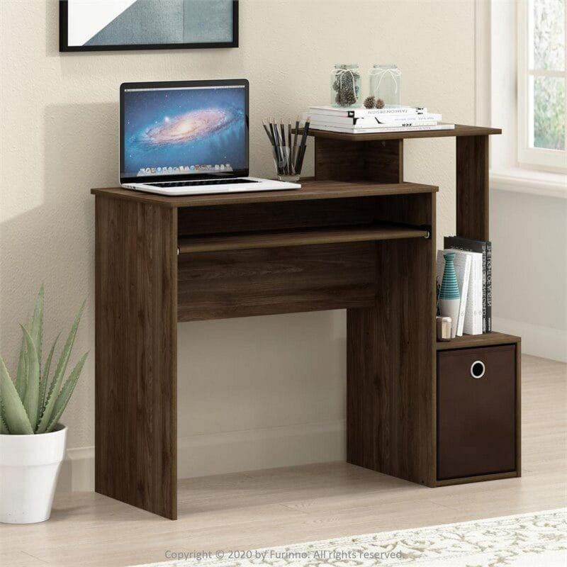 Furinno Econ Multipurpose Home Office Computer Writing Desk w/Bin, Sonoma Oak, Multiple Colors - Image 3