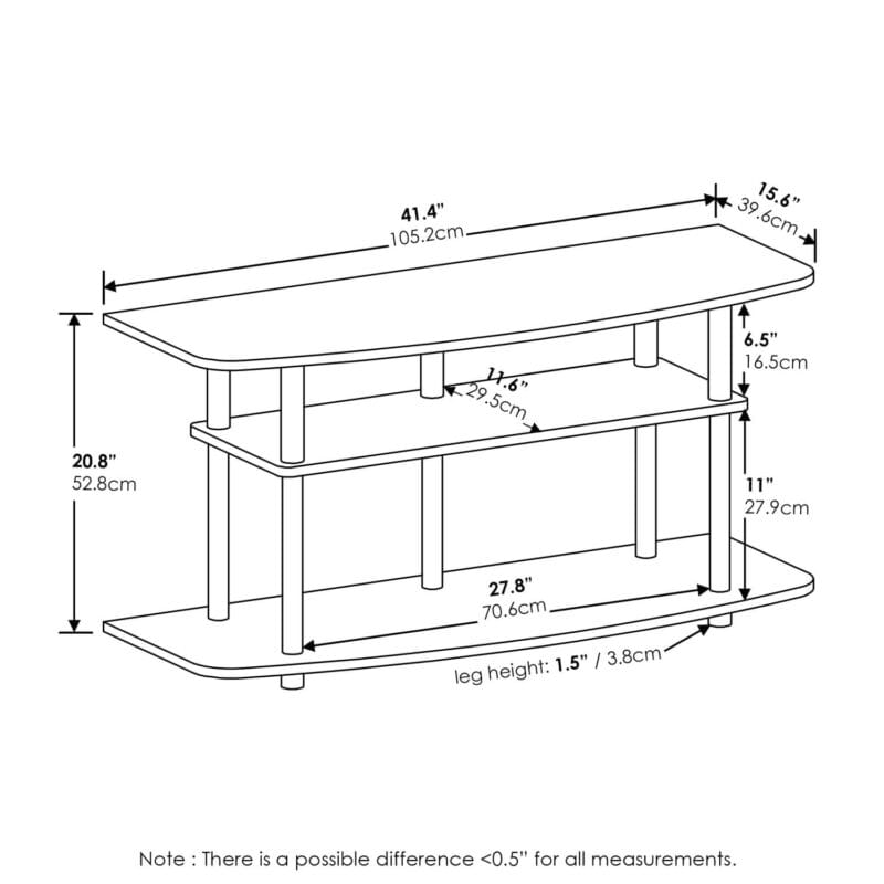 Furinno Frans Turn-N-Tube 3-Tier TV Stand for TV up to 46, White Oak - Image 2