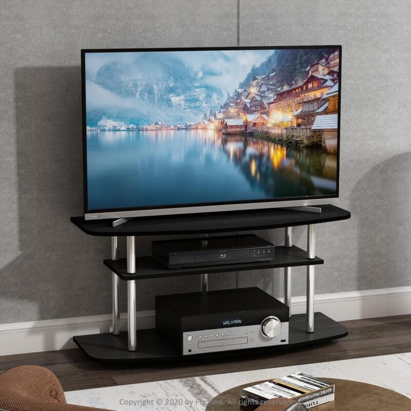 Furinno Frans Turn-N-Tube 3-Tier TV Stand for TV up to 46, White Oak - Image 6