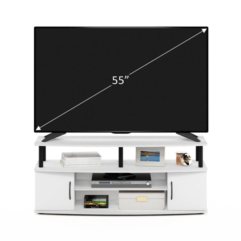 Furinno JAYA Large Entertainment Center Hold up to 55-IN TV, White/Black - Image 6
