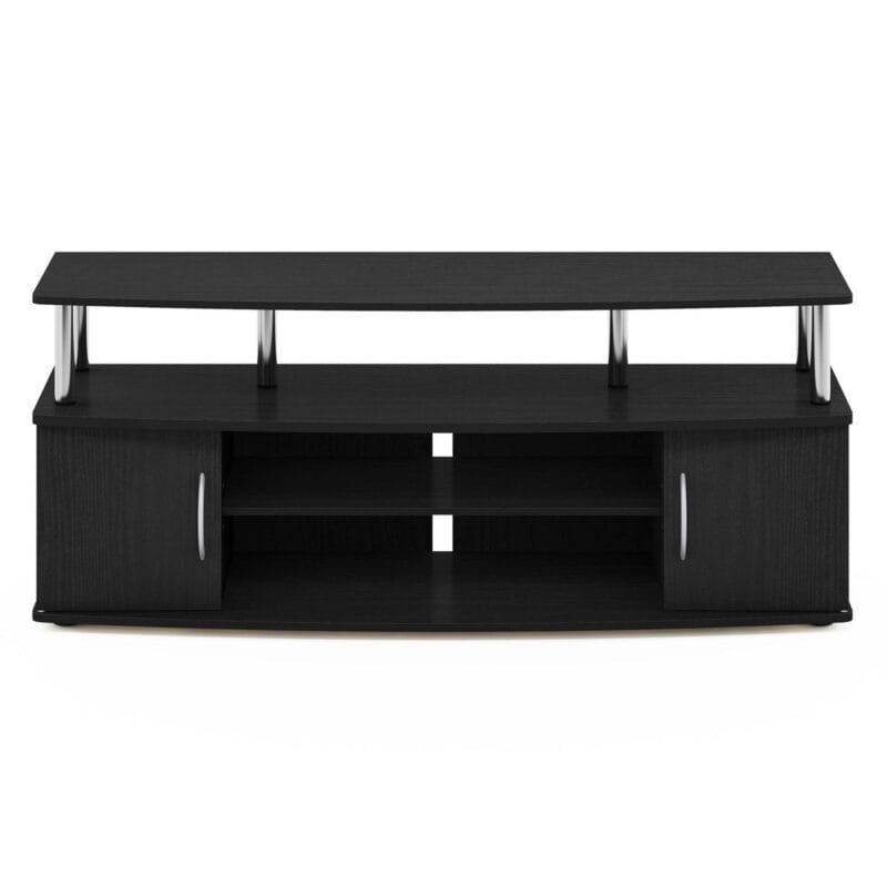 Furinno JAYA Large Entertainment Center Hold up to 55-in TV, Americano, Stainless Steel Tubes - Image 3
