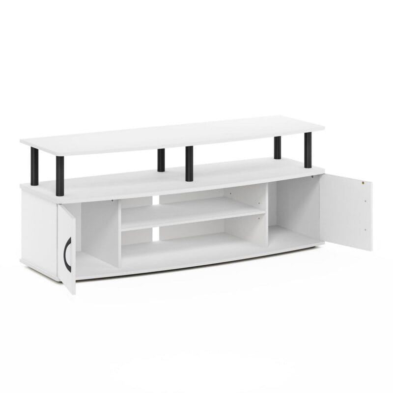 Furinno JAYA Large Entertainment Center Hold up to 55-IN TV, White/Black - Image 5