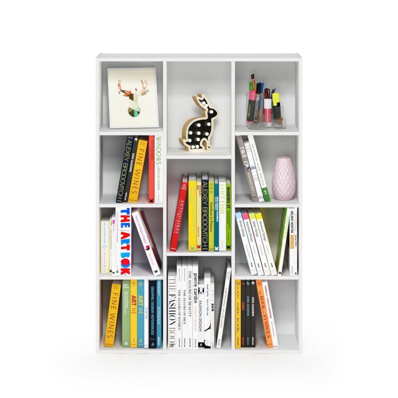 Furinno Luder 11-Cube Reversible Open Shelf Bookcase, White - Image 2