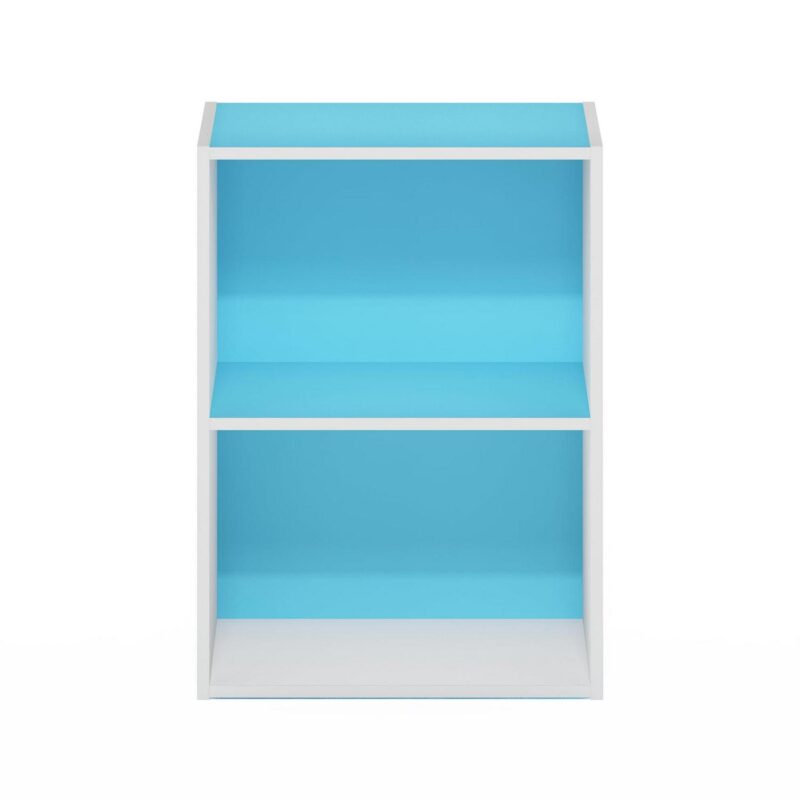 Furinno Luder 2-Tier Open Shelf Bookcase, Light Blue/White - Image 3