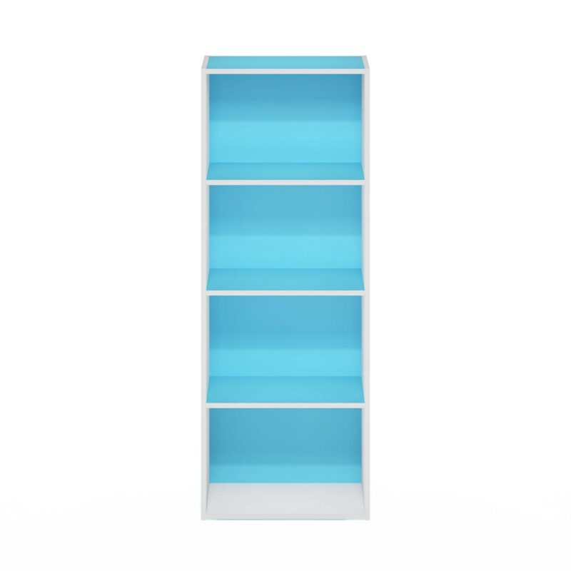 Furinno Luder 4-Tier Open Shelf Bookcase, Light Blue/White - Image 3