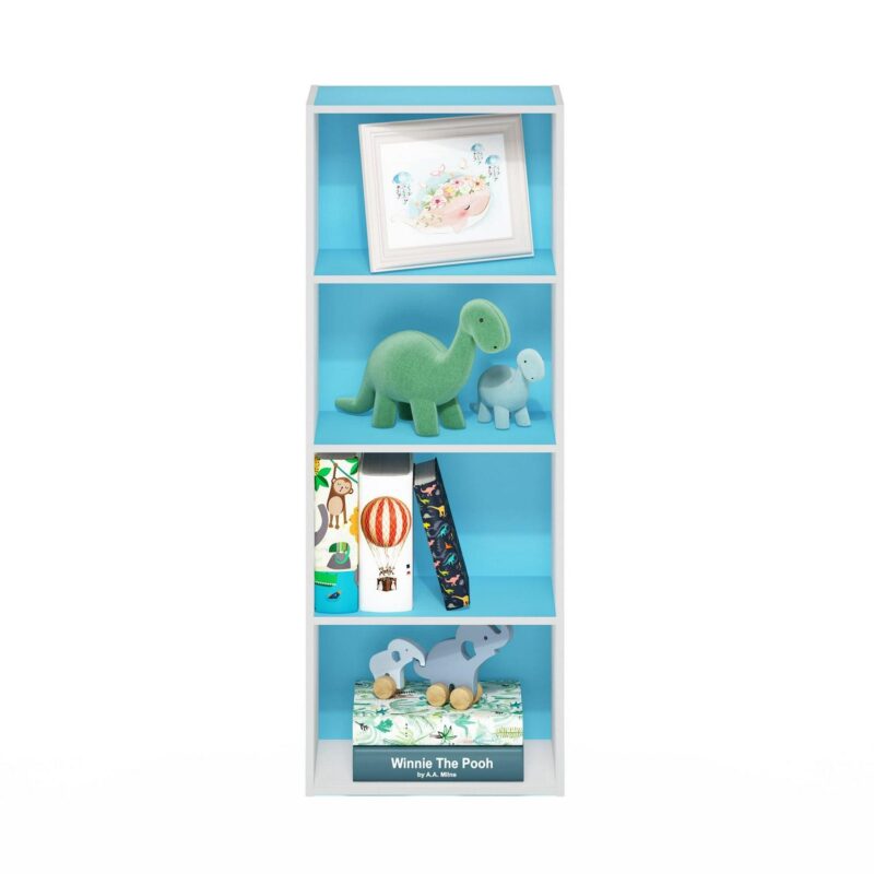 Furinno Luder 4-Tier Open Shelf Bookcase, Light Blue/White - Image 5