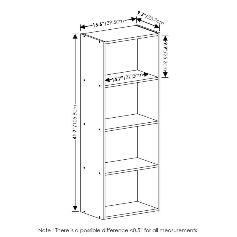 Furinno Luder 4-Tier Open Shelf Bookcase, Light Blue/White - Image 2