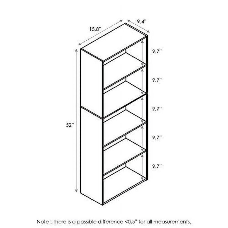 Furinno Luder 5-Tier Reversible Open Shelf Bookcase, Green - Image 3