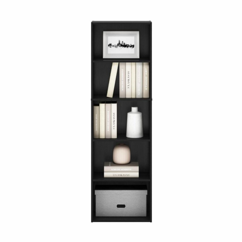 Furinno Luder 5-Tier Reversible Color Open Shelf Bookcase, French Oak - Image 4