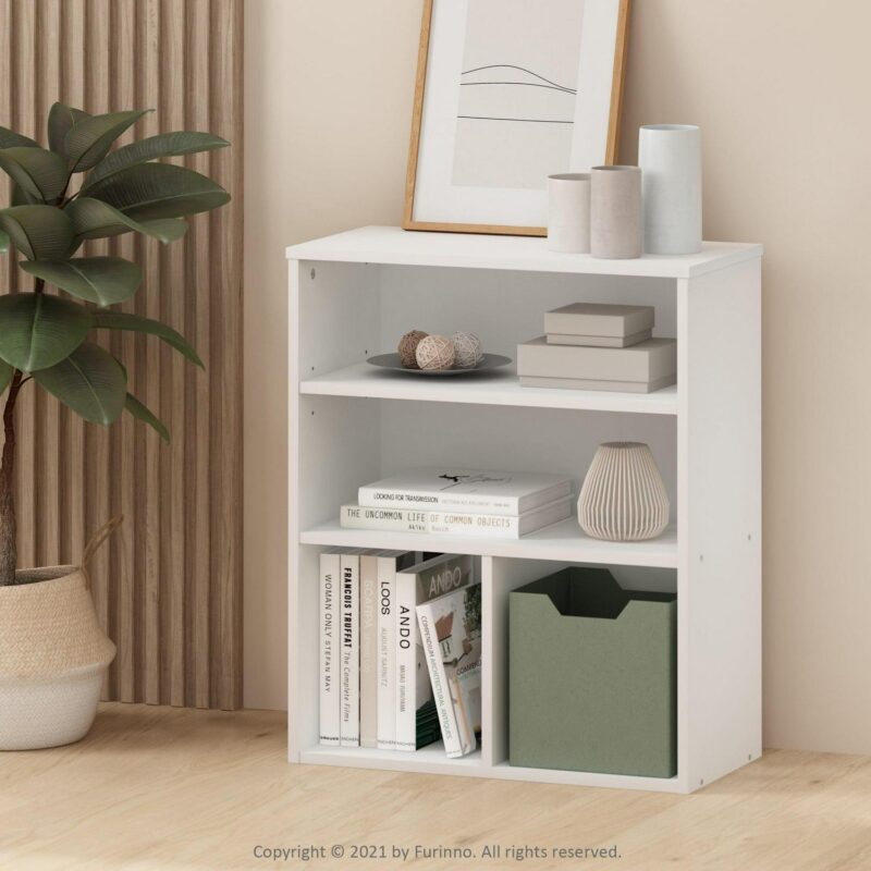 Furinno Pasir 3 Tier Display Bookcase, White - Image 3