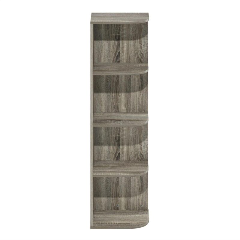 Furinno Pasir 4-Tier Corner Open Shelf Bookcase, French Oak - Image 3