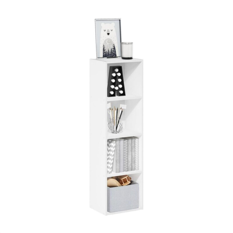 Furinno Pasir 4-Tier Open Shelf Bookcase, White - Image 4