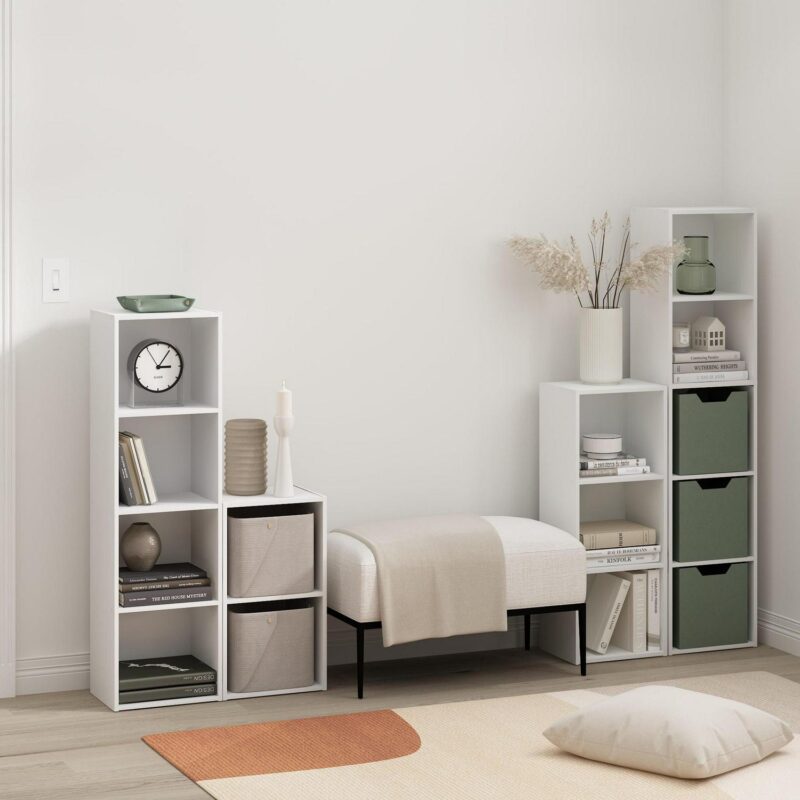 Furinno Pasir 4-Tier Open Shelf Bookcase, White - Image 3