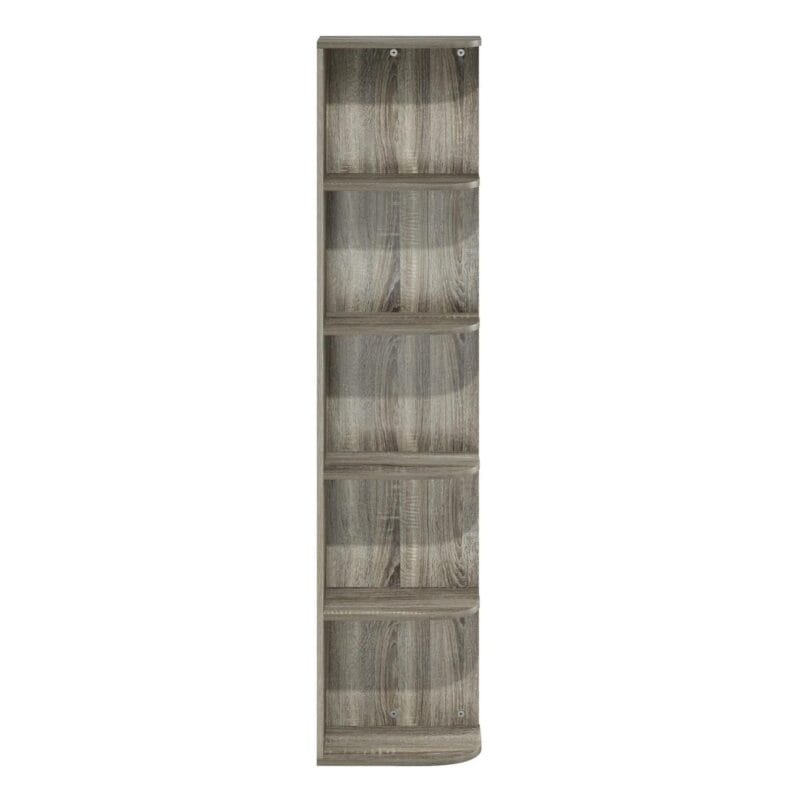 Furinno Pasir 5-Tier Corner Open Shelf Bookcase, French Oak - Image 3