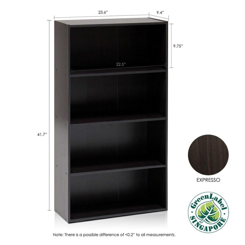Furinno Pasir Contemporary Engineered Wood 4-Tier Open Shelf, Espresso - Image 4