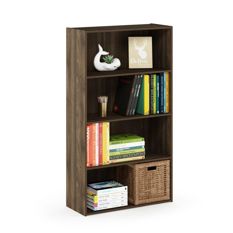 Furinno Pasir Contemporary Engineered Wood 4-Tier Open Shelf in Columbia Walnut - Image 4