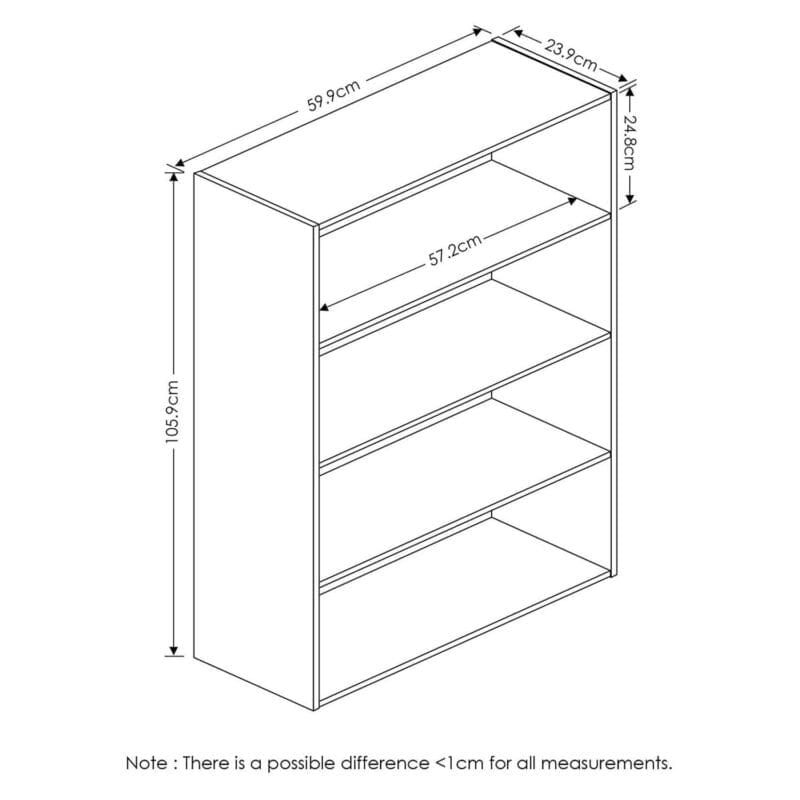 Furinno Pasir Contemporary Engineered Wood 4-Tier Open Shelf in Columbia Walnut - Image 5