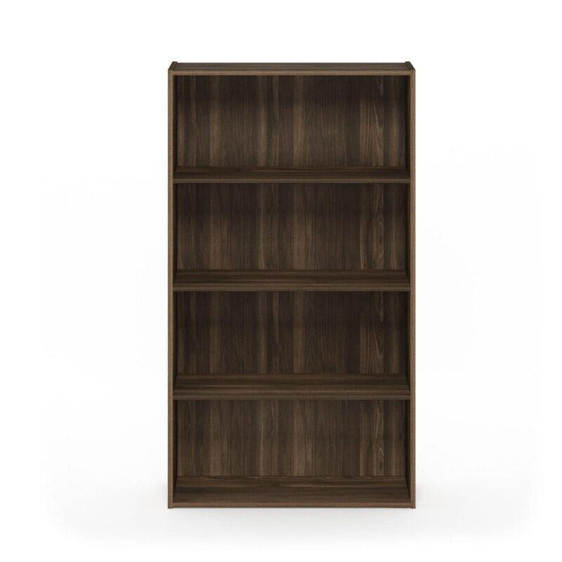 Furinno Pasir Contemporary Engineered Wood 4-Tier Open Shelf in Columbia Walnut