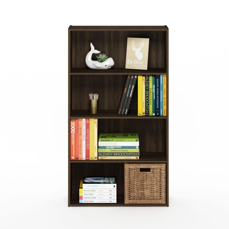 Furinno Pasir Contemporary Engineered Wood 4-Tier Open Shelf in Columbia Walnut - Image 3