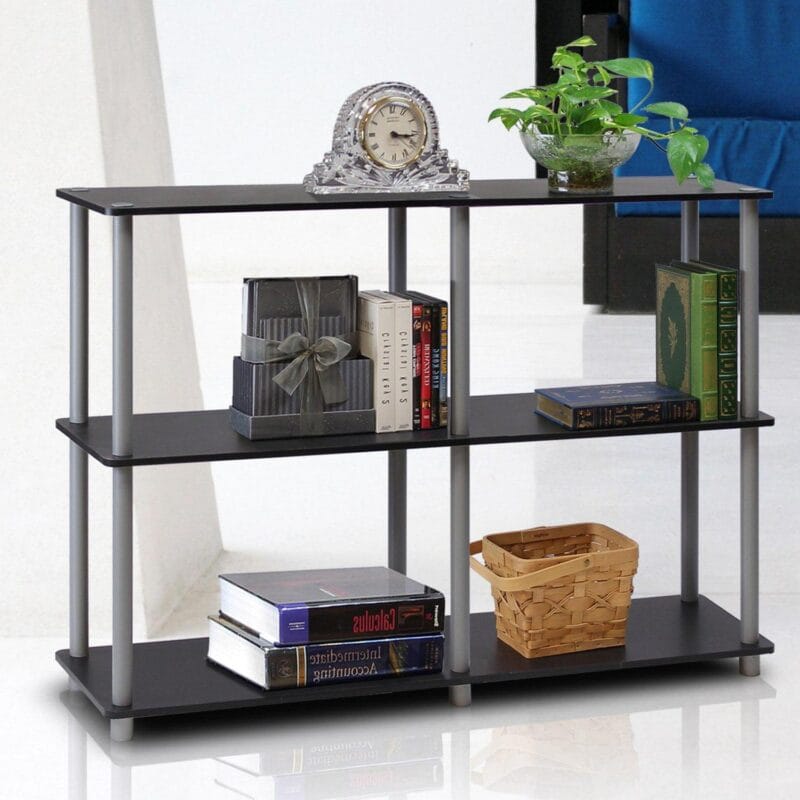 Furinno Turn-N-Tube Wood 3-Tier Double Size Storage Display Rack in Black/Gray - Image 2