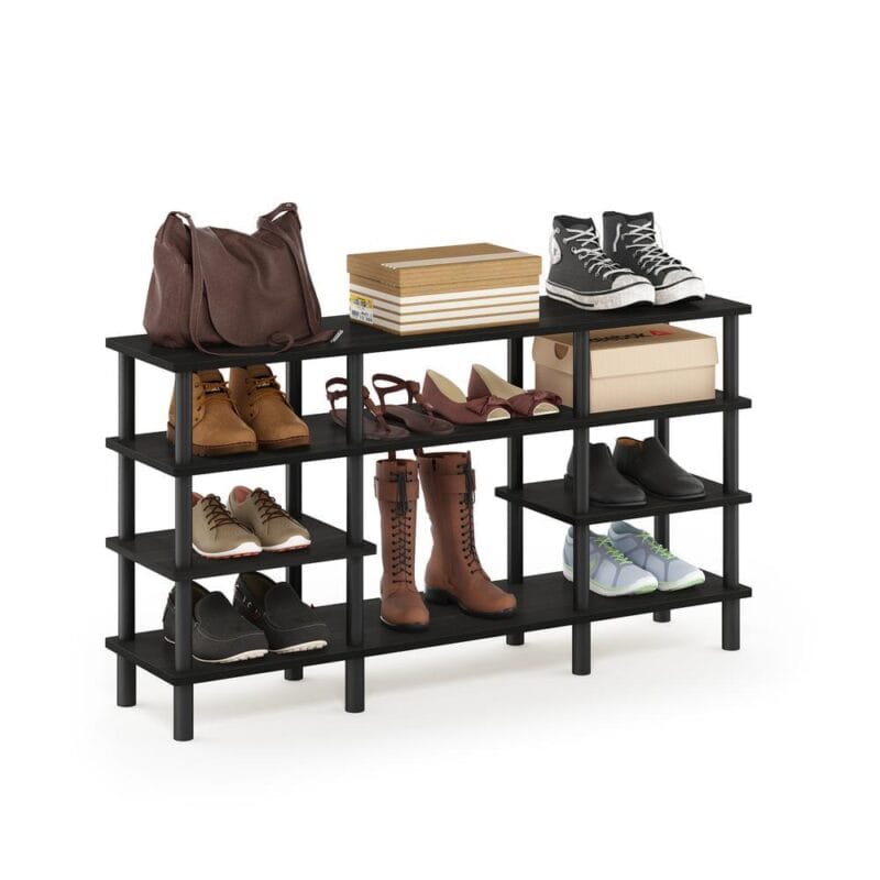 Furinno Turn-N-Tube 4-Tier Multipurpose Wide Shelf TV Stand, Espresso/Black - Image 3