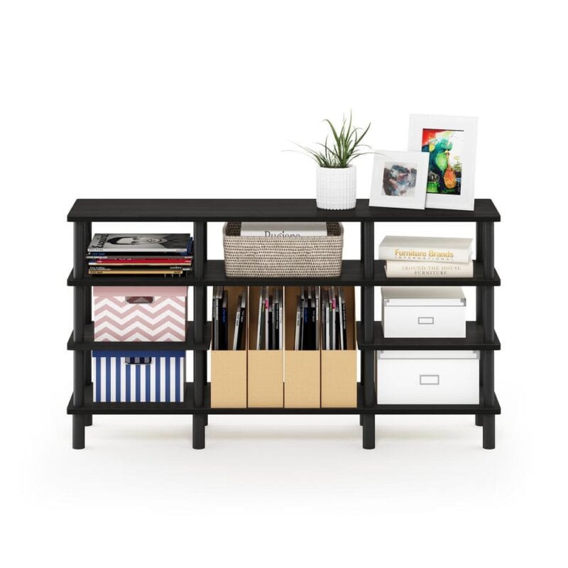 Furinno Turn-N-Tube 4-Tier Multipurpose Wide Shelf TV Stand, Espresso/Black - Image 2