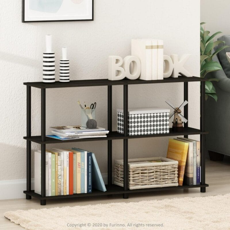 Furinno Turn-N-Tube Wood 3-Tier Double Size Storage Display Rack in Black/Gray - Image 5