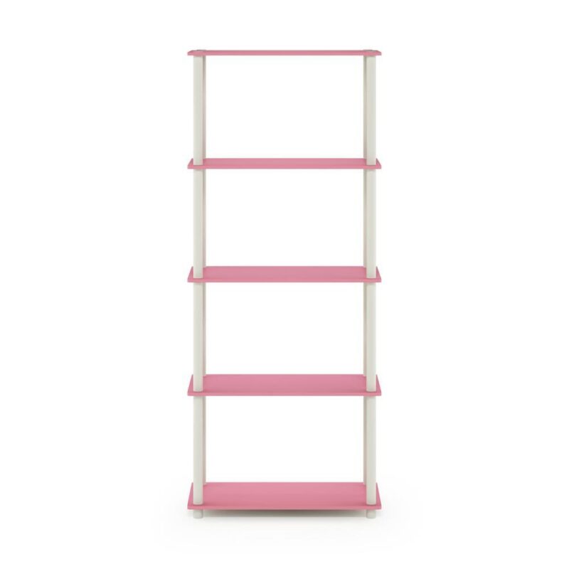 Furinno Turn-N-Tube 5-Tier Multipurpose Shelf Display Rack, Pink/White - Image 4